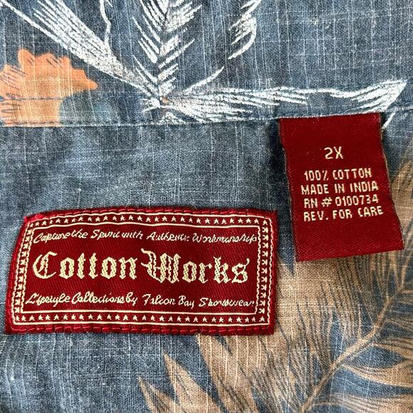 Vintage Cotton Works hawiian tropical luau button up floral resortwear 2XL - Picture 11 of 13